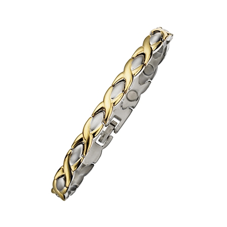 Magnetic Stainless Steel Two-tone Bracelet - Click Image to Close
